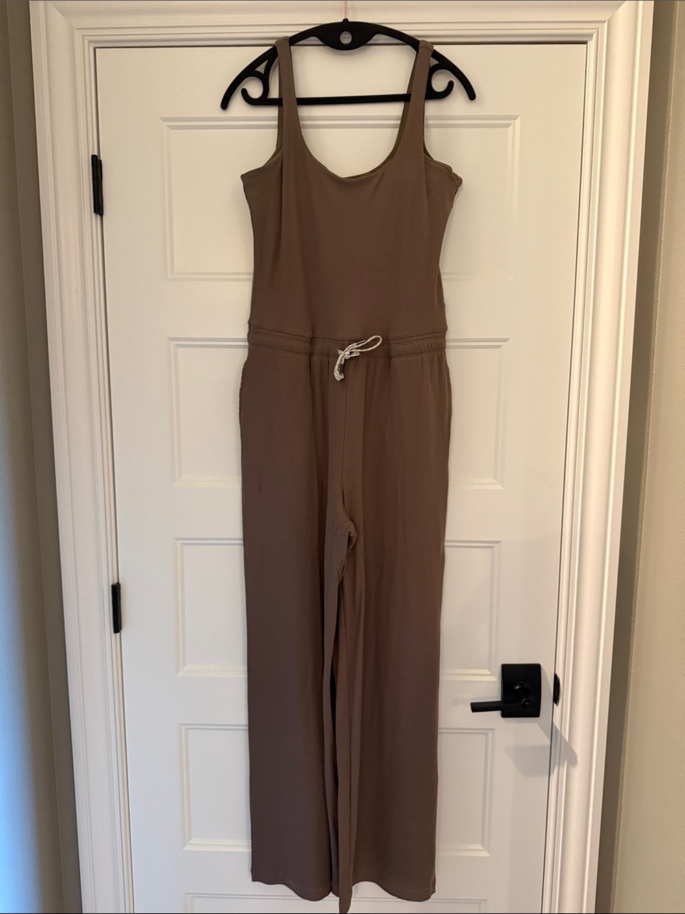 Vuori Taupe Tank Jumpsuit with Drawstring Waist